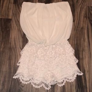 Off white tube top romper
